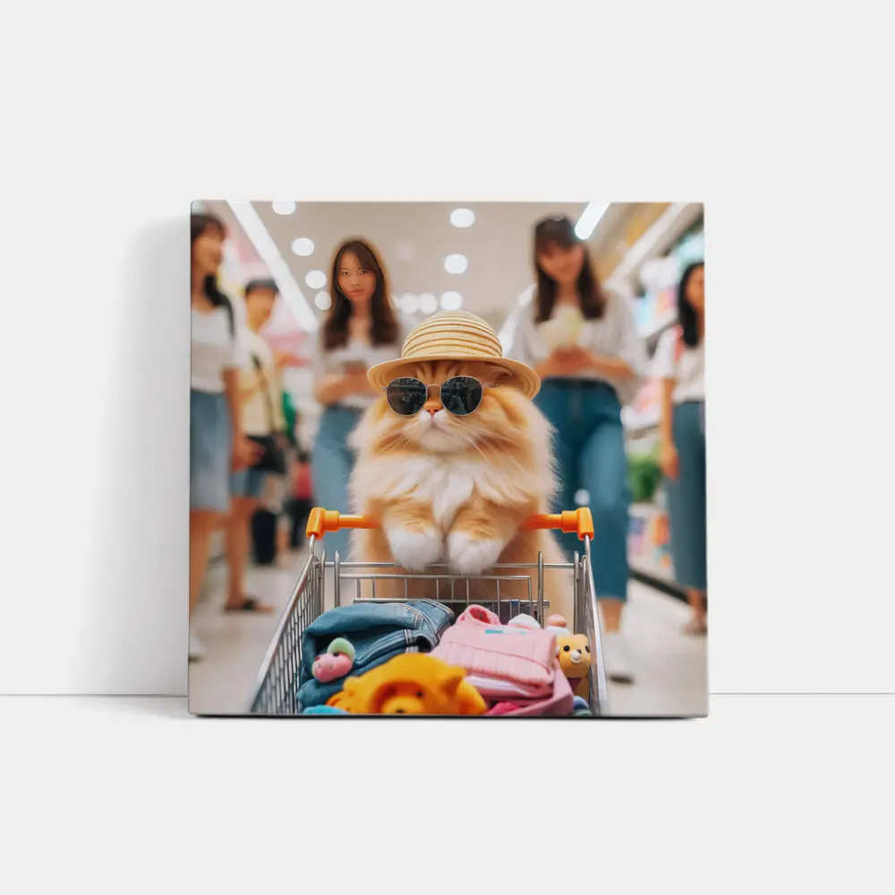 Orange Persian Cat Shopping Mall Sunglasses Hat – Wall Art