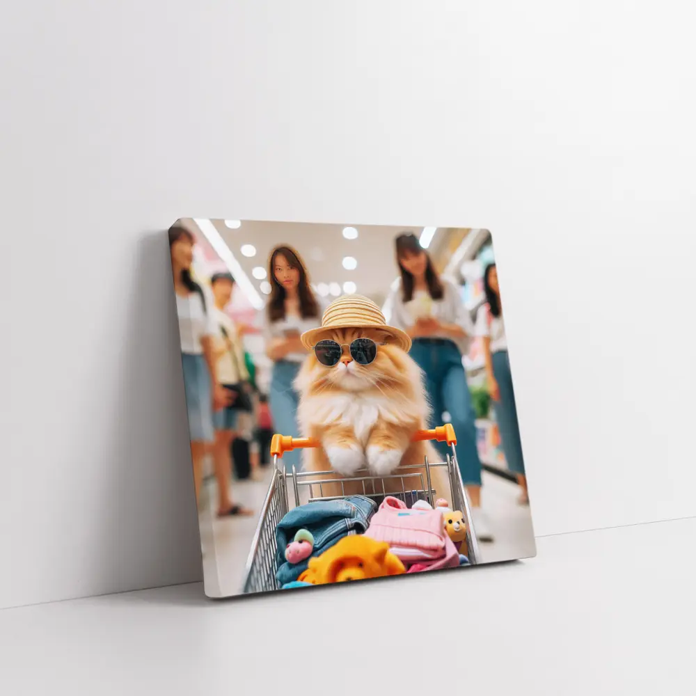 Orange Persian Cat Shopping Mall Sunglasses Hat – Wall Art