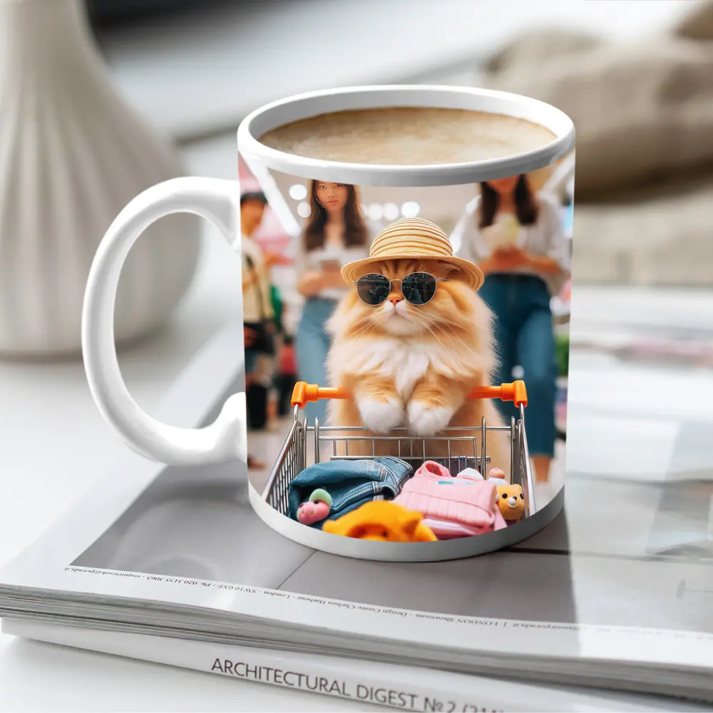Orange Persian Cat Shopping Mall Sunglasses Hat – Mugs