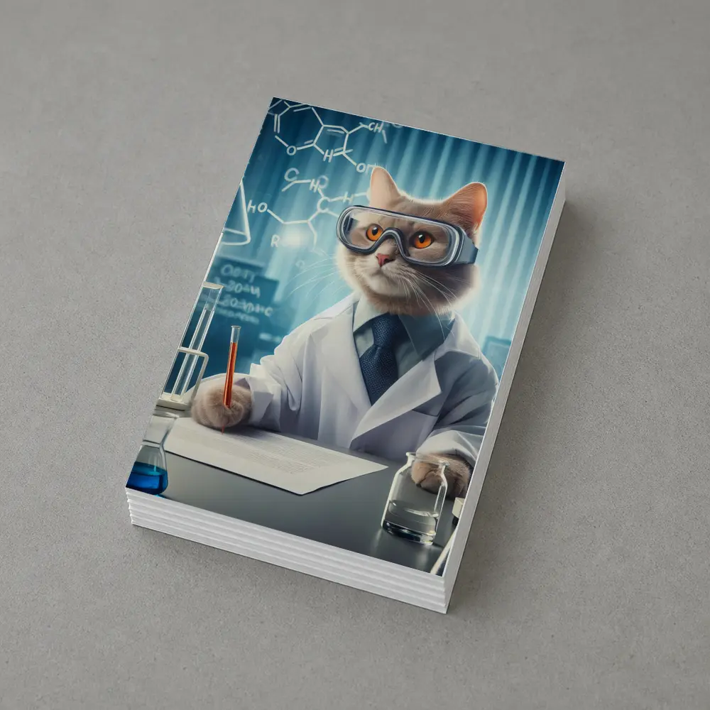 Scientist Cat Lab Coat Chemistry Background – Postcards