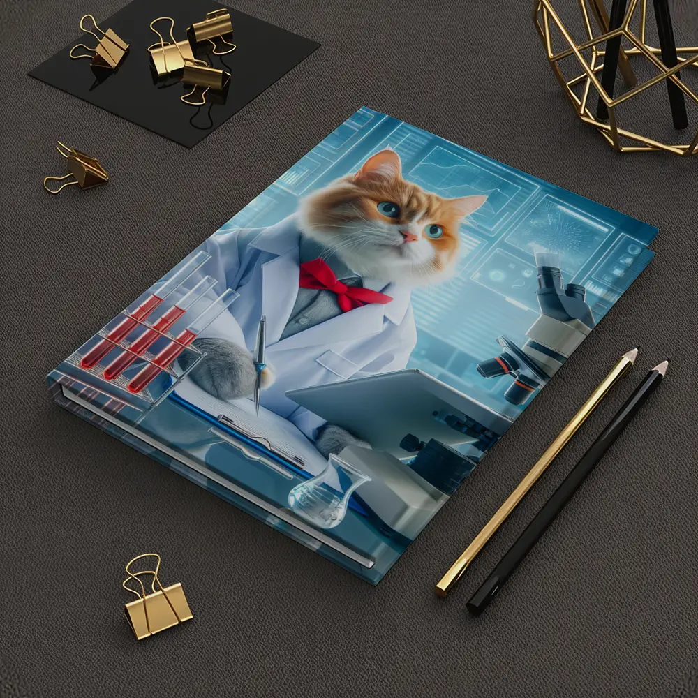 Cat Scientist in Lab White Coat – Notebooks