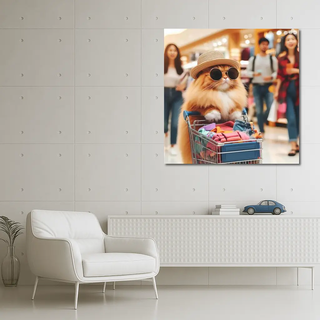 Persian Cat Shopping Mall Sunglasses Hat – Wall Art