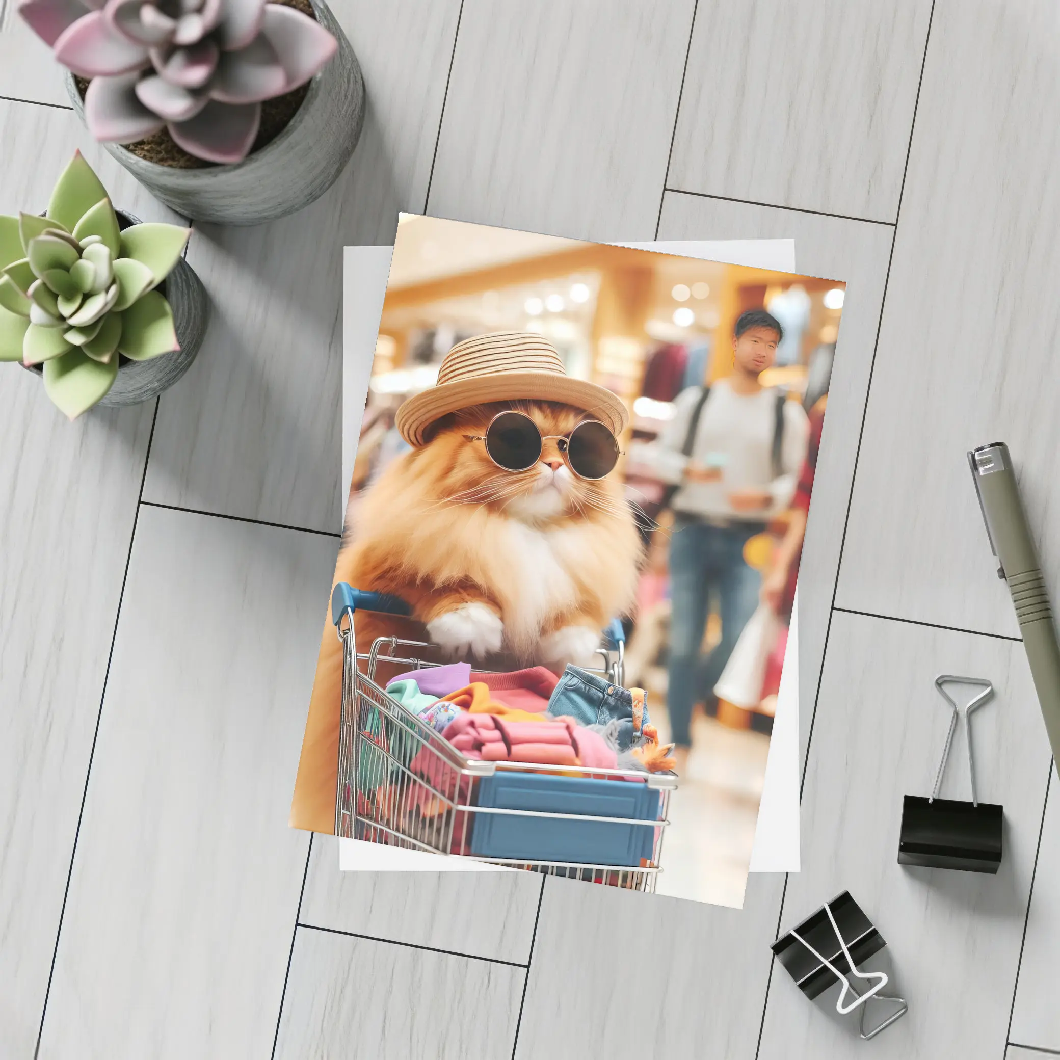 Persian Cat Shopping Mall Sunglasses Hat – Postcards