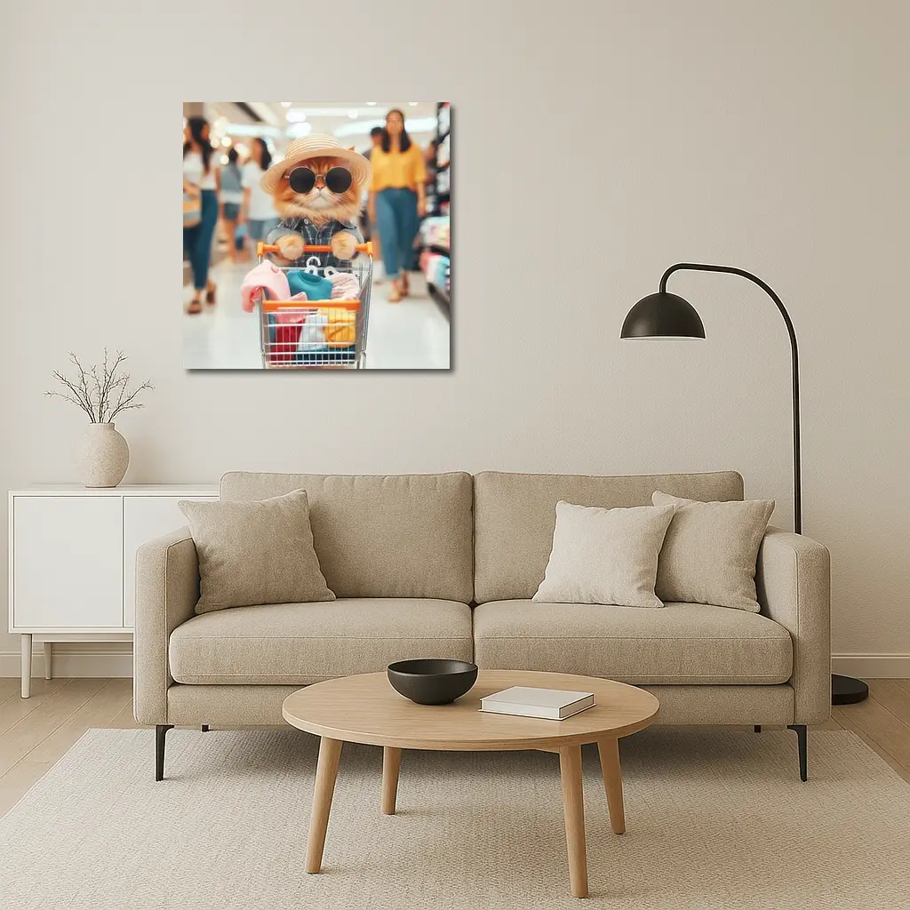 Orange Cat Shopping Mall Sunglasses Hat – Wall Art