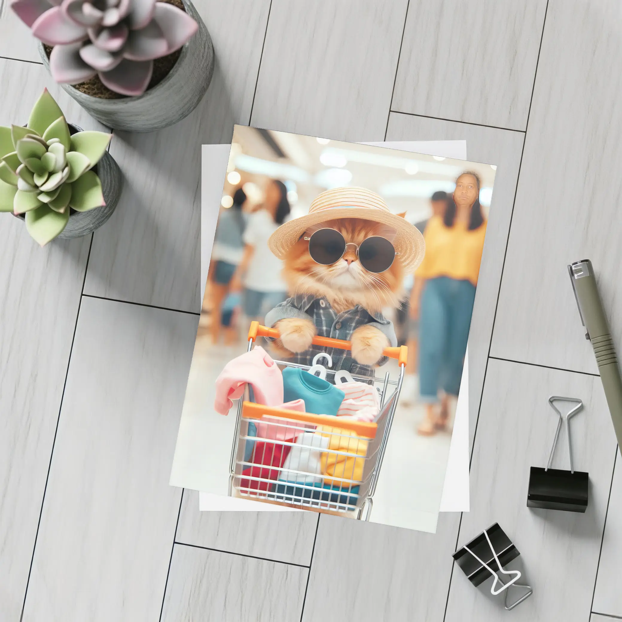Orange Cat Shopping Mall Sunglasses Hat – Postcards