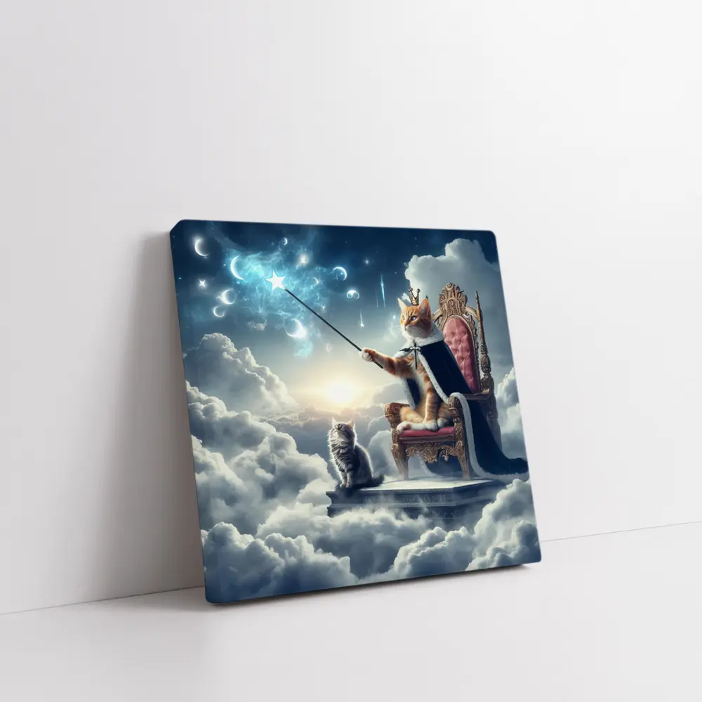 Royal Cat King Throne Magical Clouds Fantasy – Wall Art