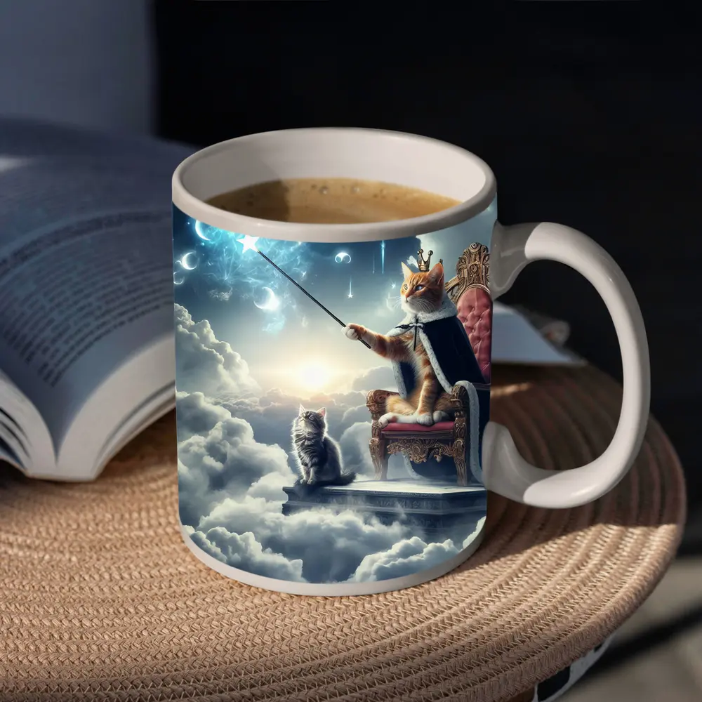 Royal Cat King Throne Magical Clouds Fantasy – Mugs