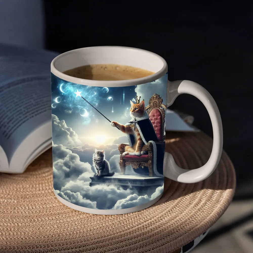 Royal Cat King Throne Magical Clouds Fantasy – Mugs