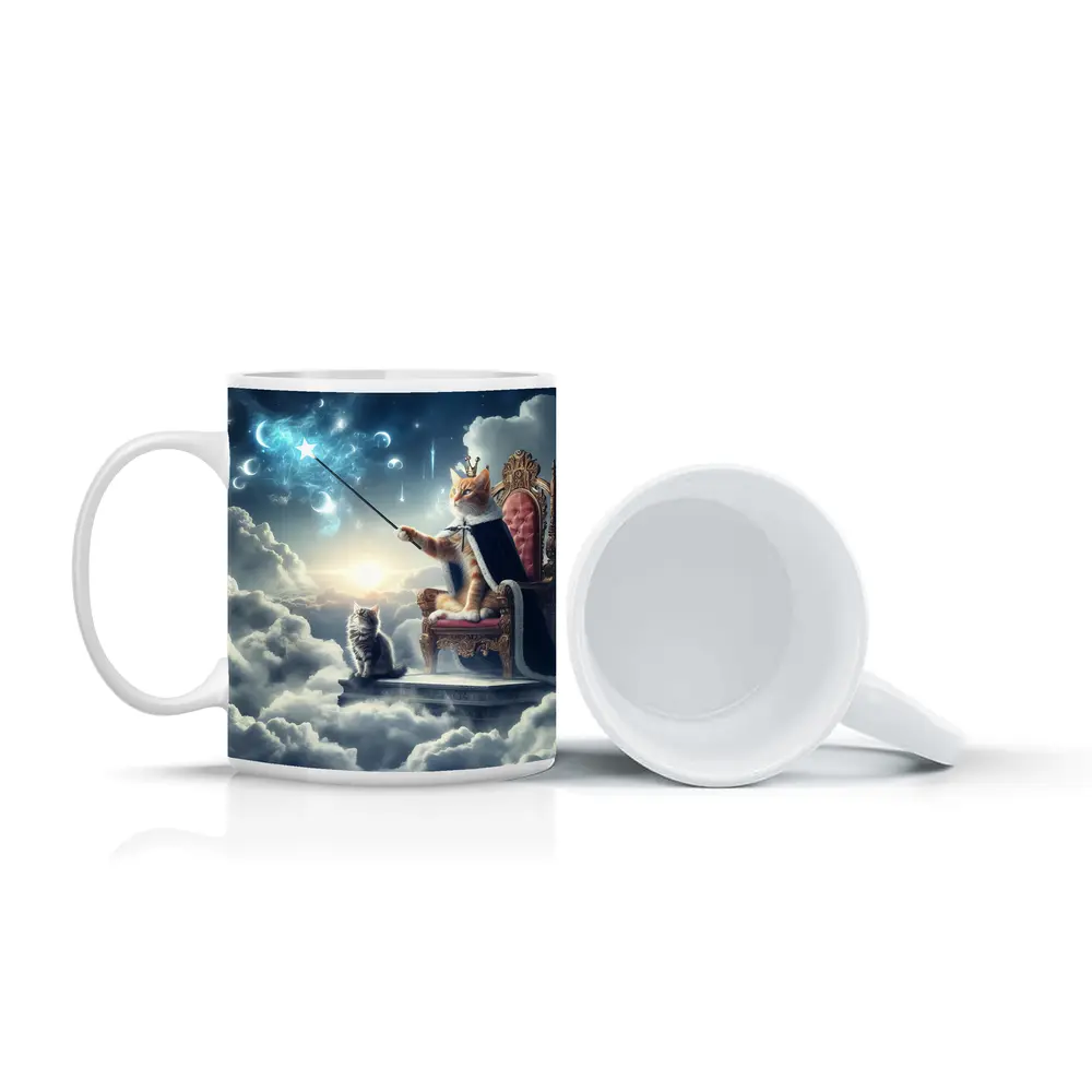 Royal Cat King Throne Magical Clouds Fantasy – Mugs