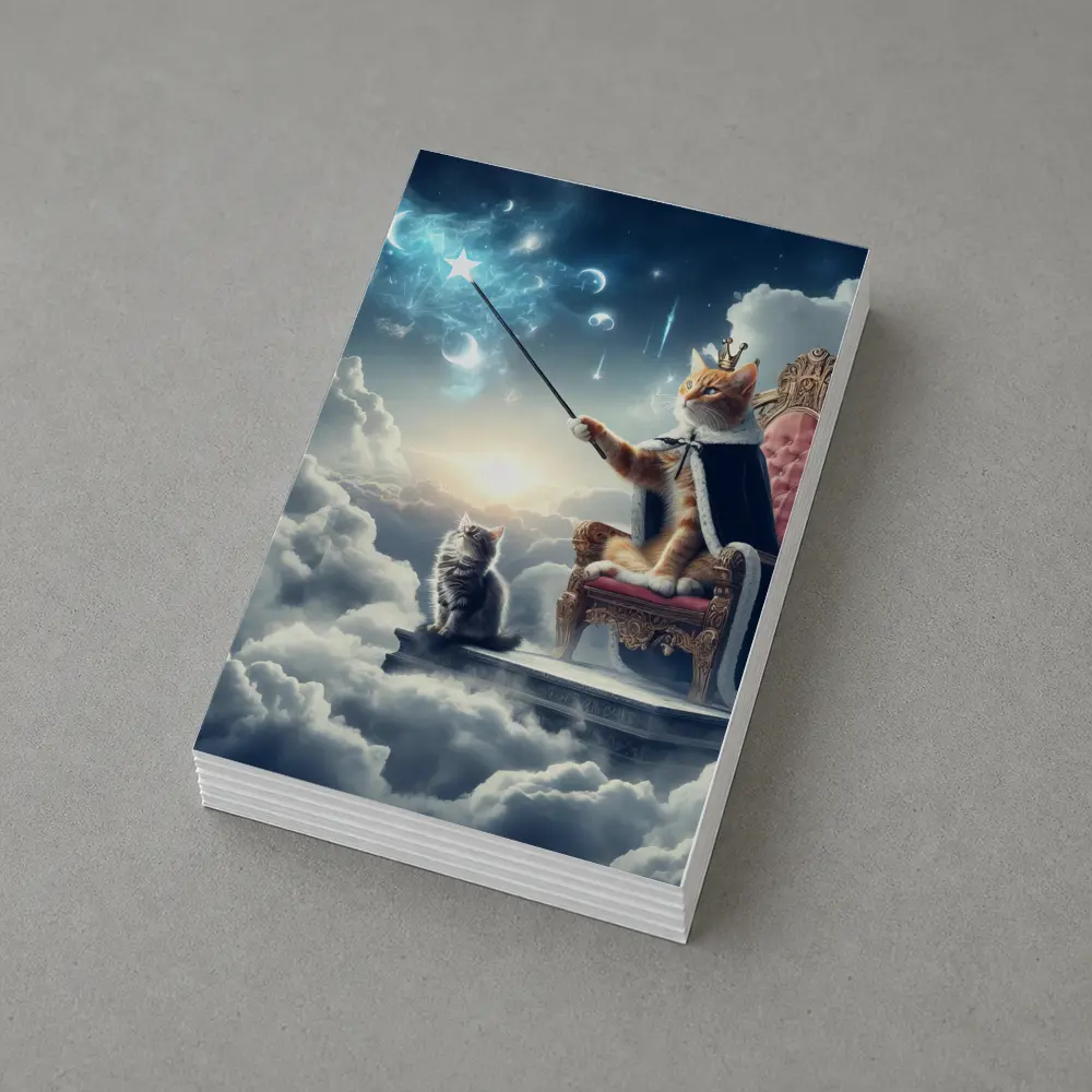 Royal Cat King Throne Magical Clouds Fantasy – Postcards