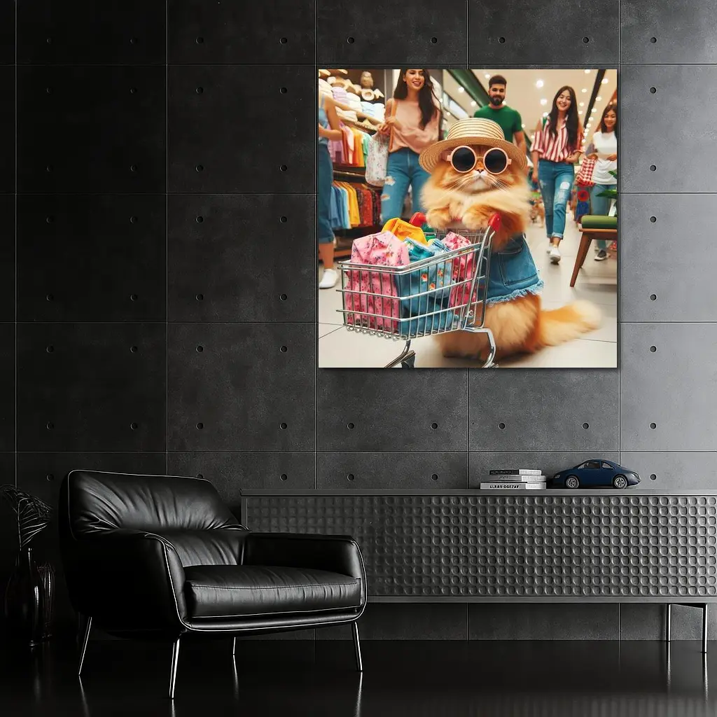 Persian Cat Shopping Mall Funny Sunglasses – Wall Art