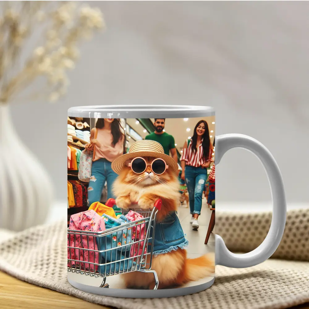 Persian Cat Shopping Mall Funny Sunglasses – Mugs