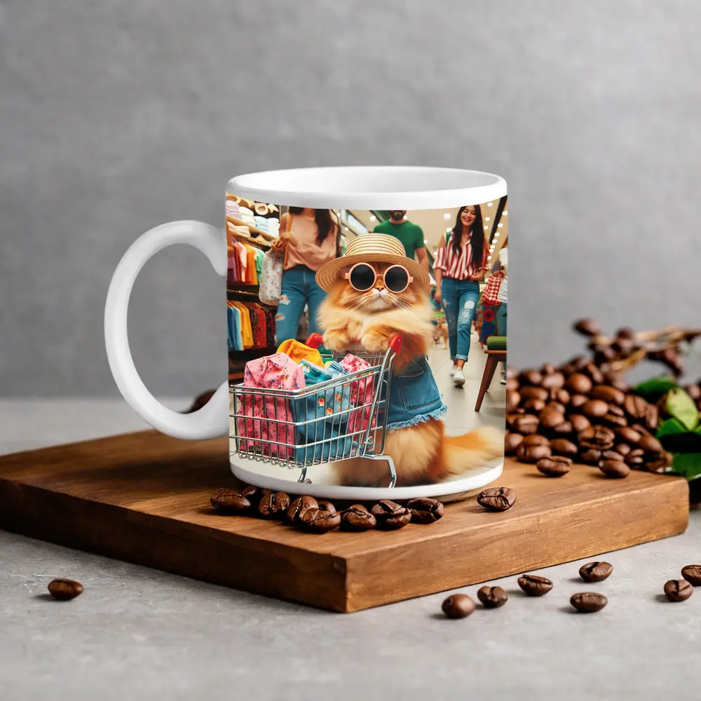 Persian Cat Shopping Mall Funny Sunglasses – Mugs