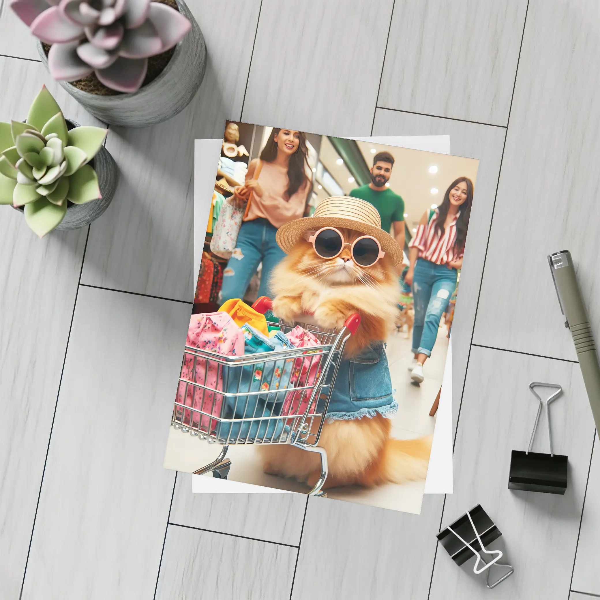 Persian Cat Shopping Mall Funny Sunglasses – Postcards