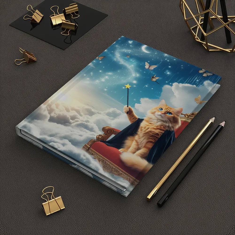 Orange Cat Wizard Throne Dreamy Sky – Notebooks
