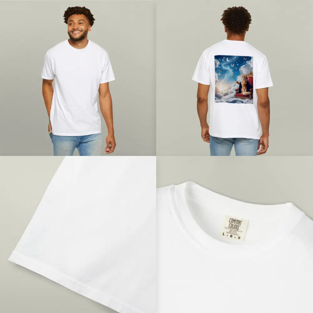Orange Cat Wizard Throne Dreamy Sky – T-Shirts