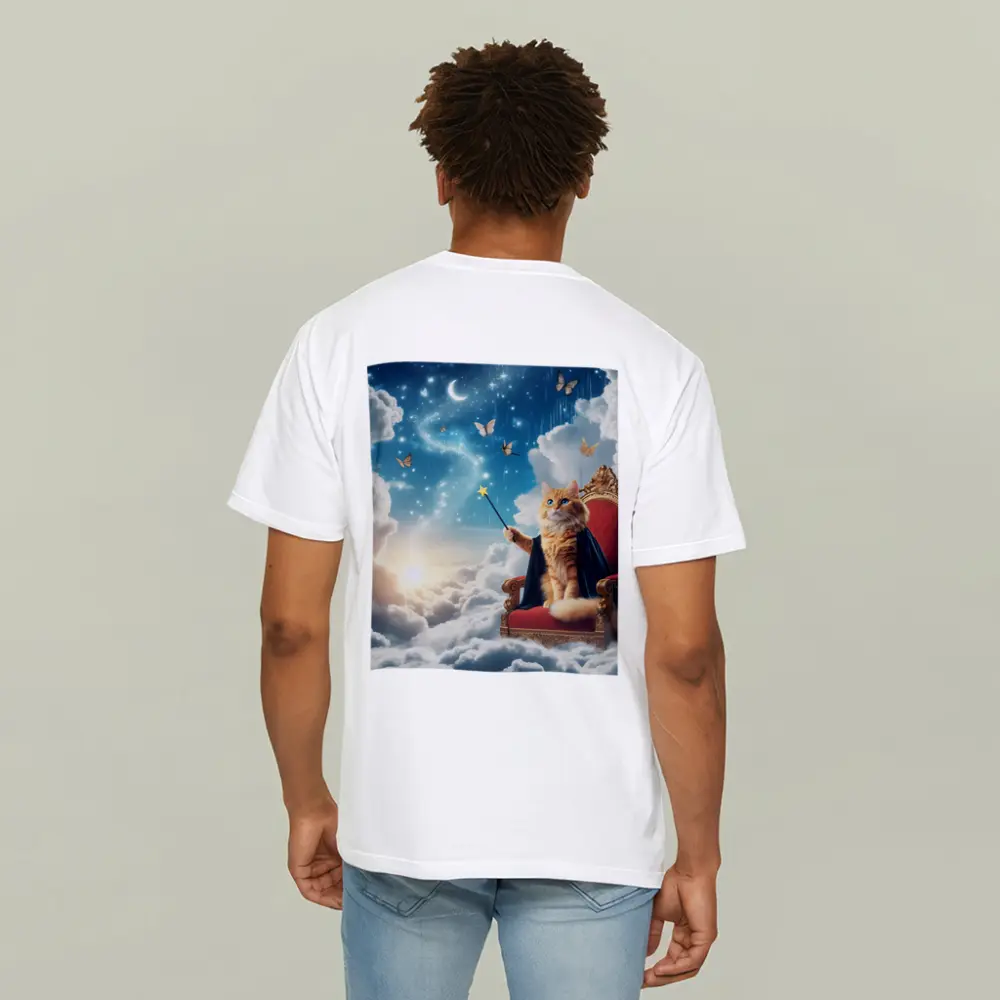 Orange Cat Wizard Throne Dreamy Sky – T-Shirts