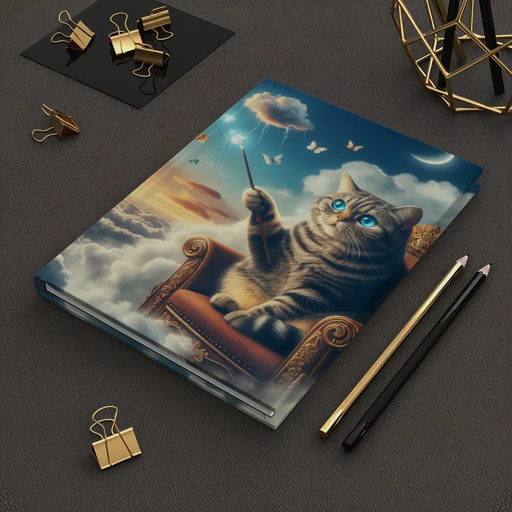 Tabby Cat Wizard Floating Sky Clouds – Notebooks