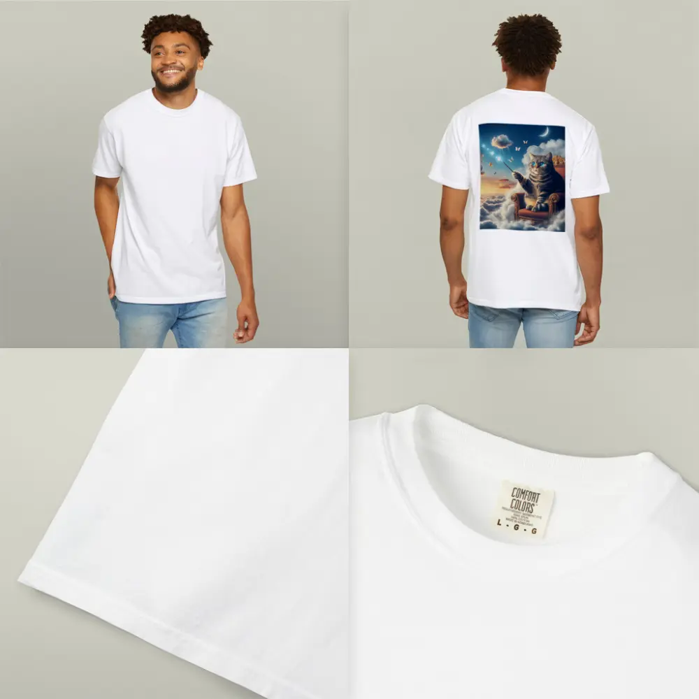 Tabby Cat Wizard Floating Sky Clouds – T-Shirts