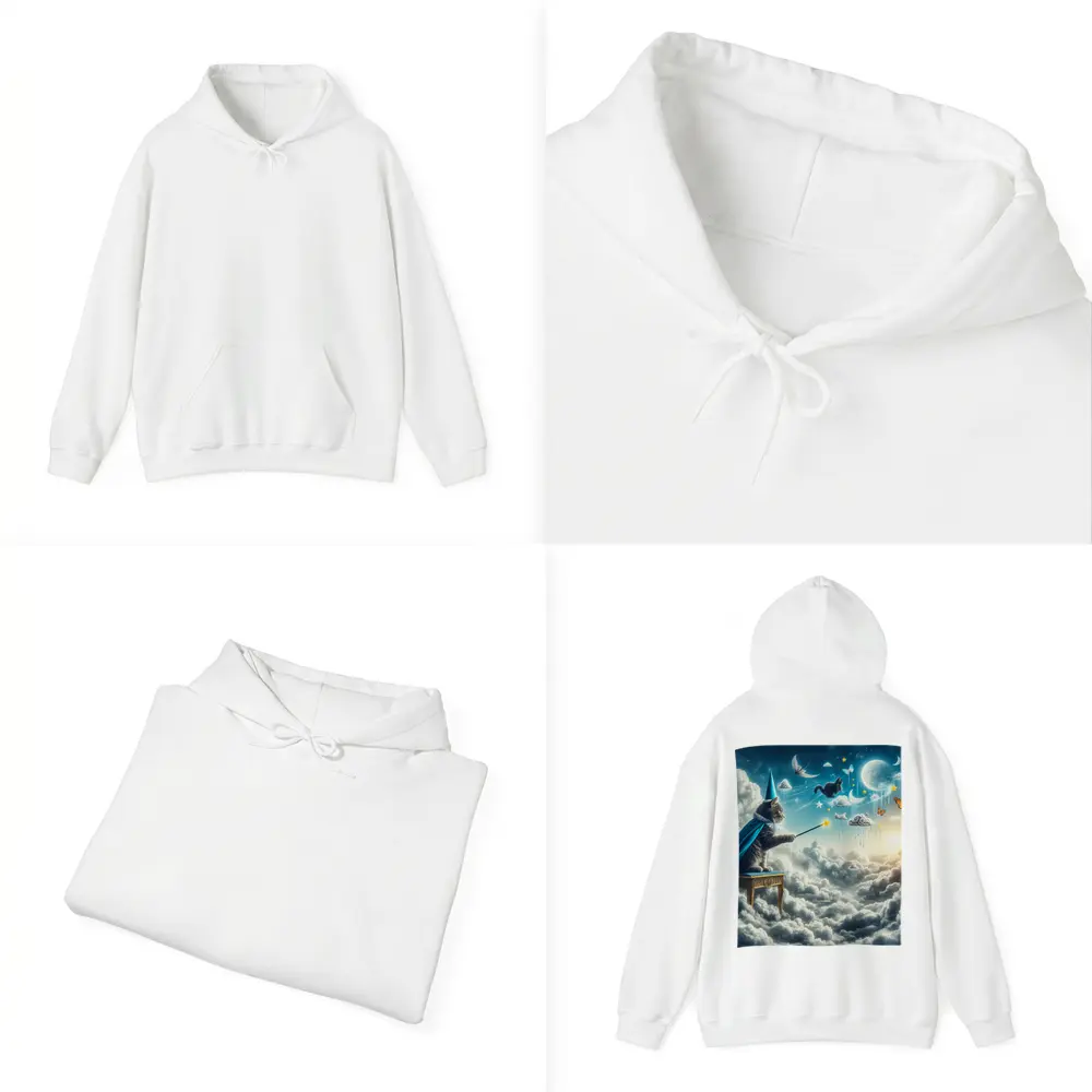 Wizard Cat Casting Spells Above Clouds – Hoodies