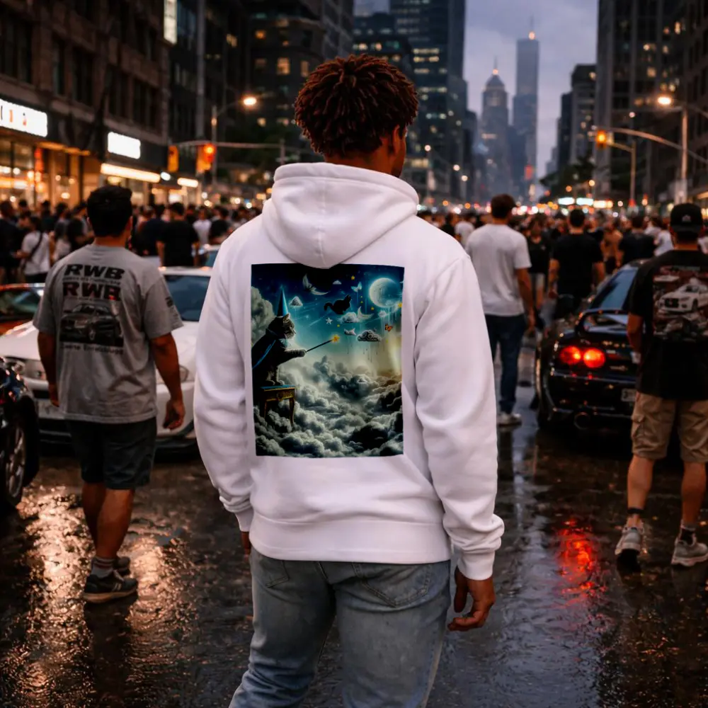 Wizard Cat Casting Spells Above Clouds – Hoodies