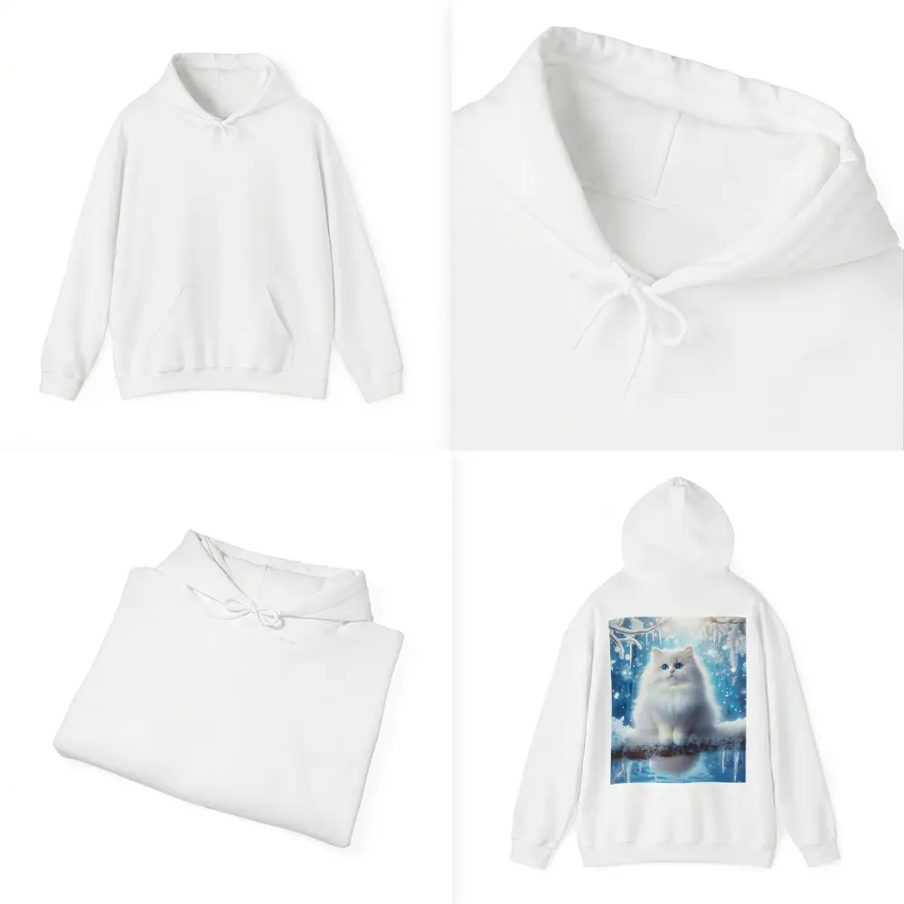 White Ragdoll Cat Snowy Winter Forest – Hoodies