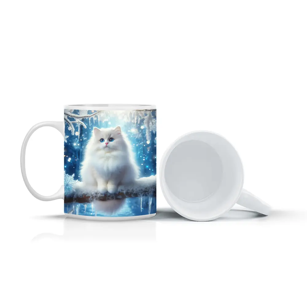 White Ragdoll Cat Snowy Winter Forest – Mugs