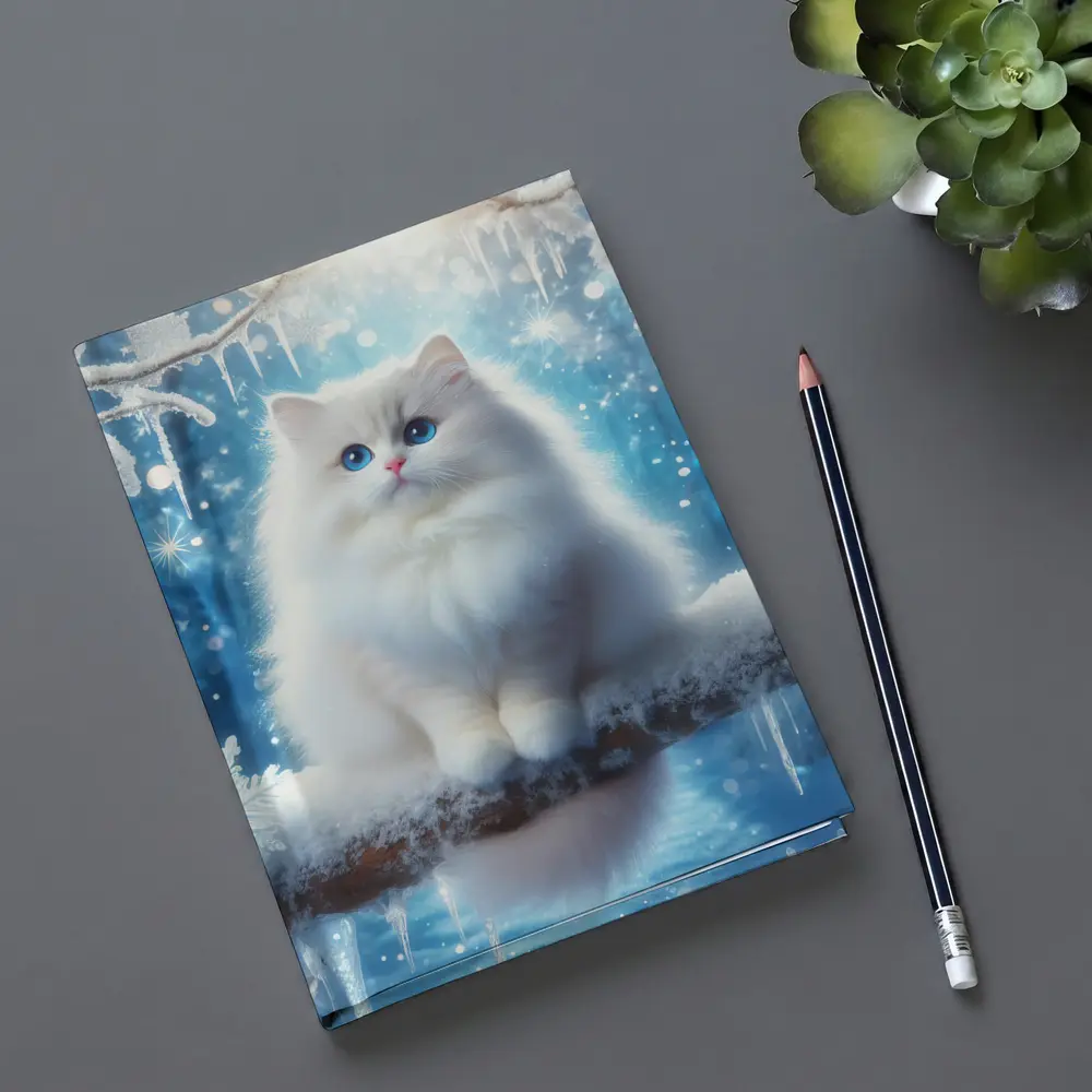 White Ragdoll Cat Snowy Winter Forest – Notebooks
