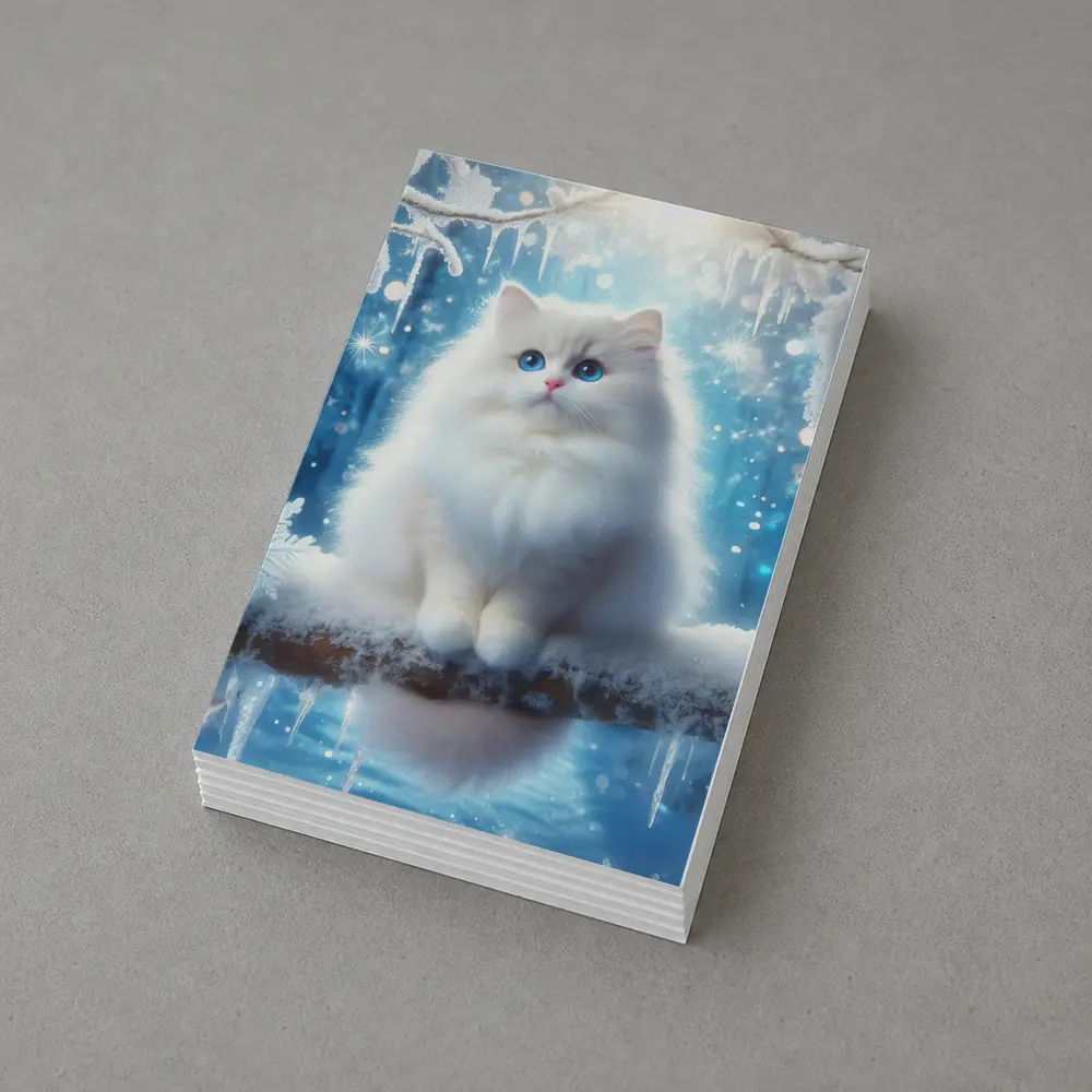White Ragdoll Cat Snowy Winter Forest – Postcards