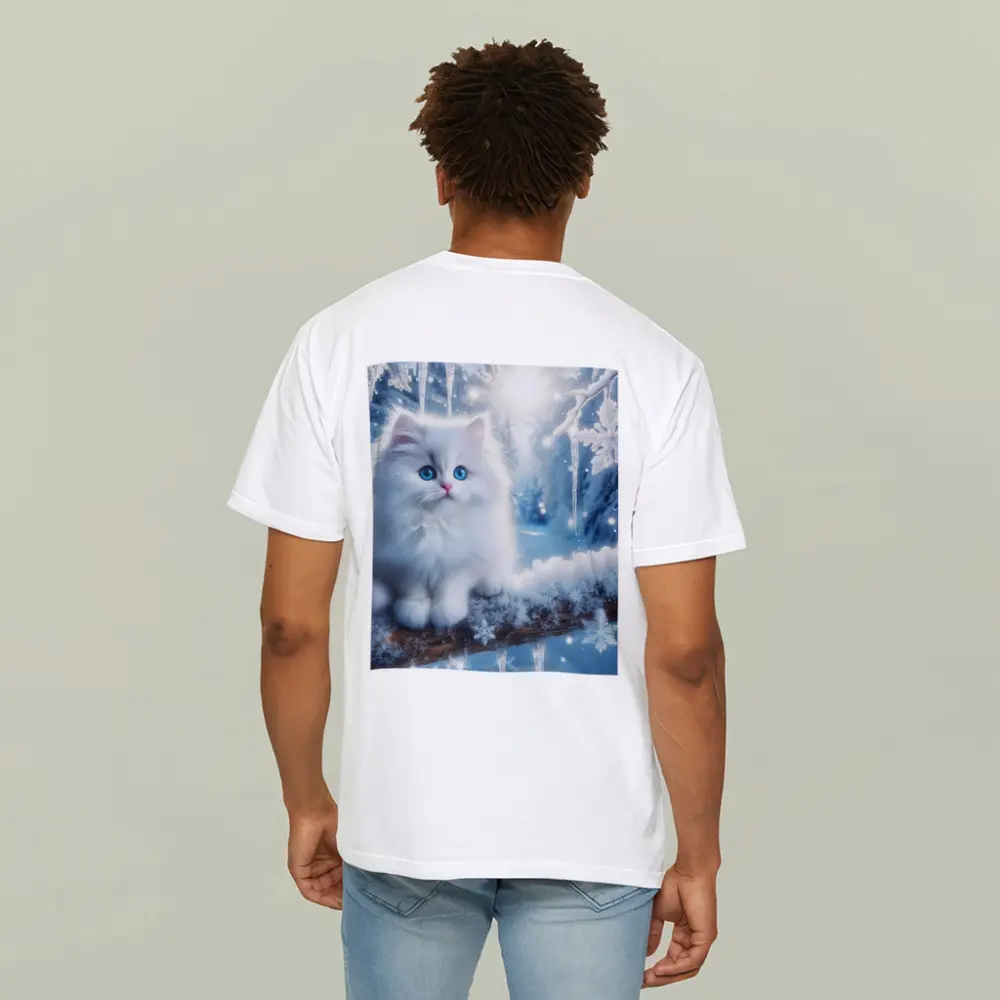 White Persian Kitten Blue Eyes Winter Snow – T-Shirts