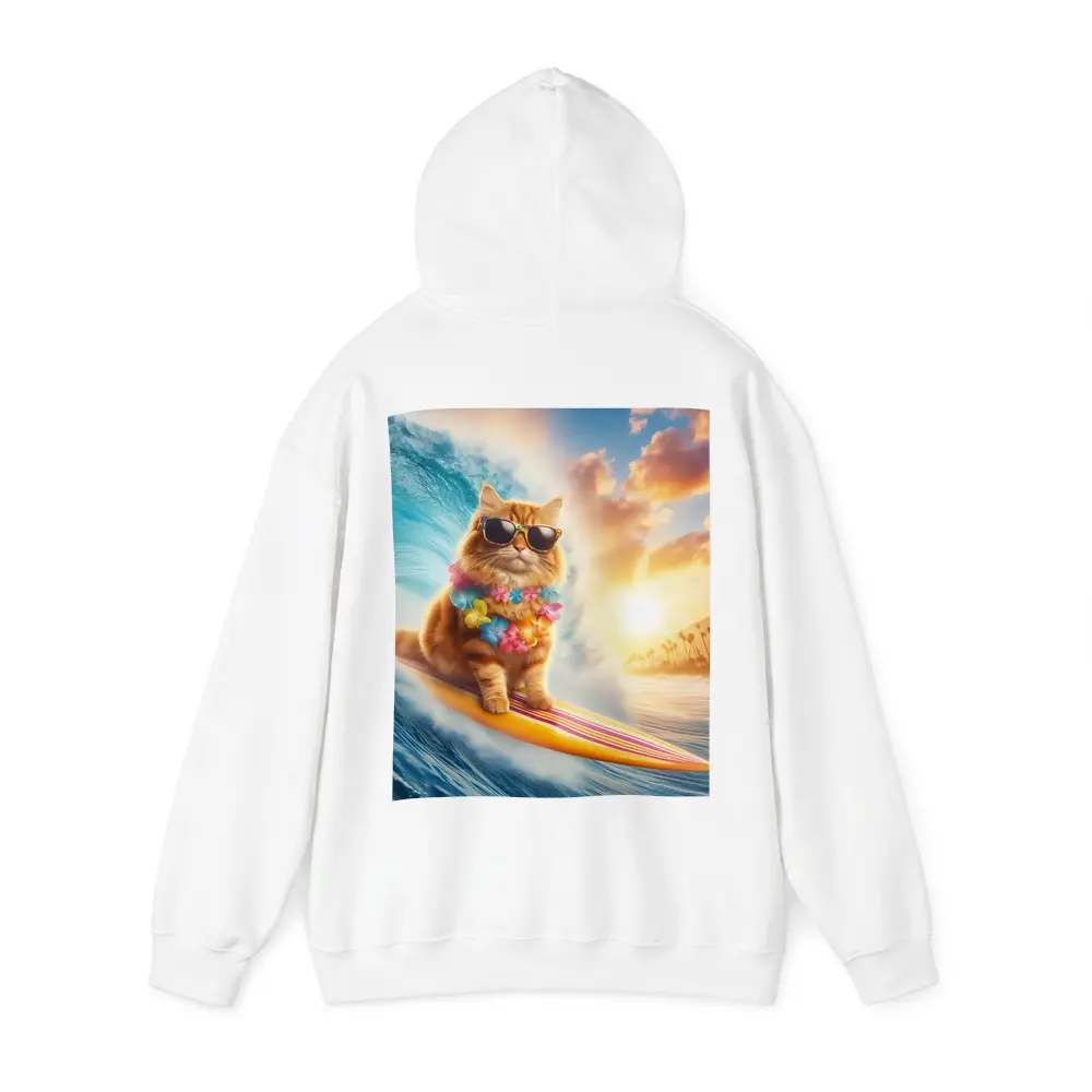 Orange Cat Surfing Ocean Wave Sunset – Hoodies