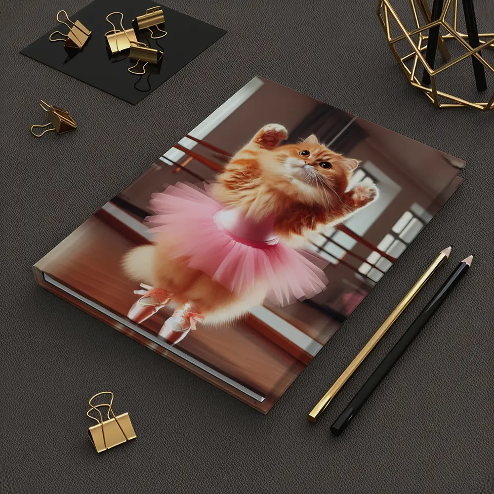 Orange Cat Ballerina Dancing In Studio – Notebooks