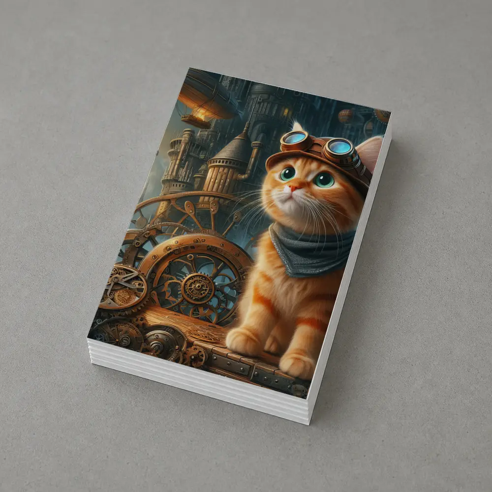 Orange Tabby Cat Steampunk Gears City – Postcards