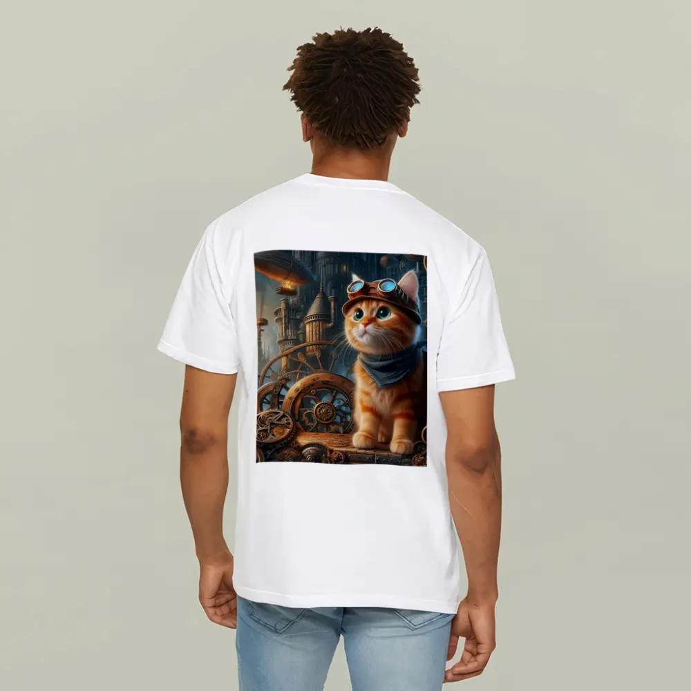Orange Tabby Cat Steampunk Gears City – T-Shirts