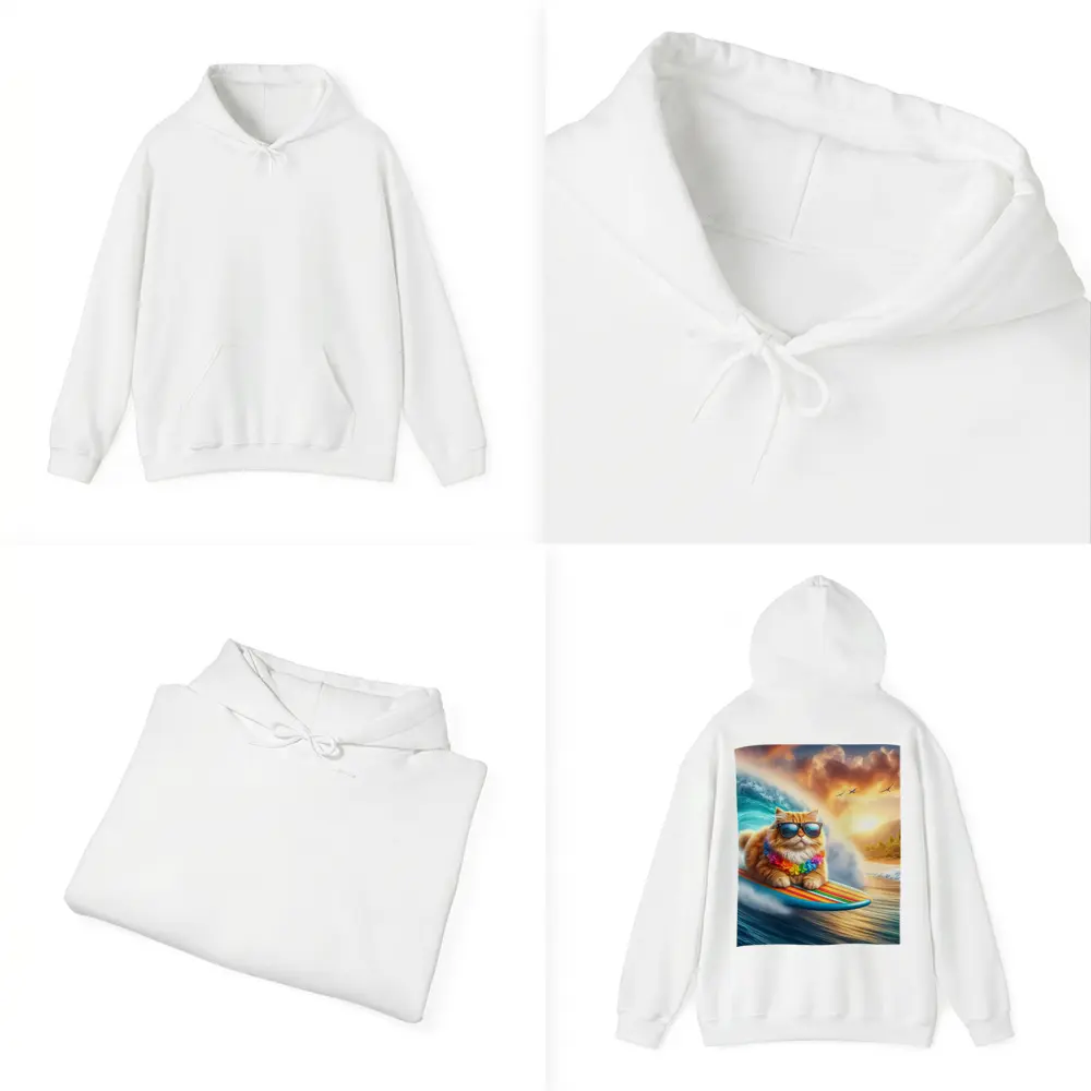 Orange Cat Surfing Tropical Ocean Wave – Hoodies