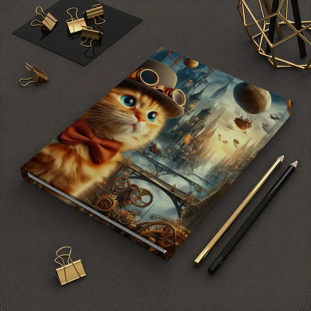Steampunk Orange Cat Top Hat City – Notebooks