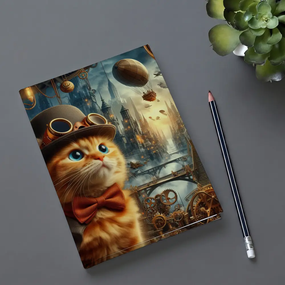 Steampunk Orange Cat Top Hat City – Notebooks