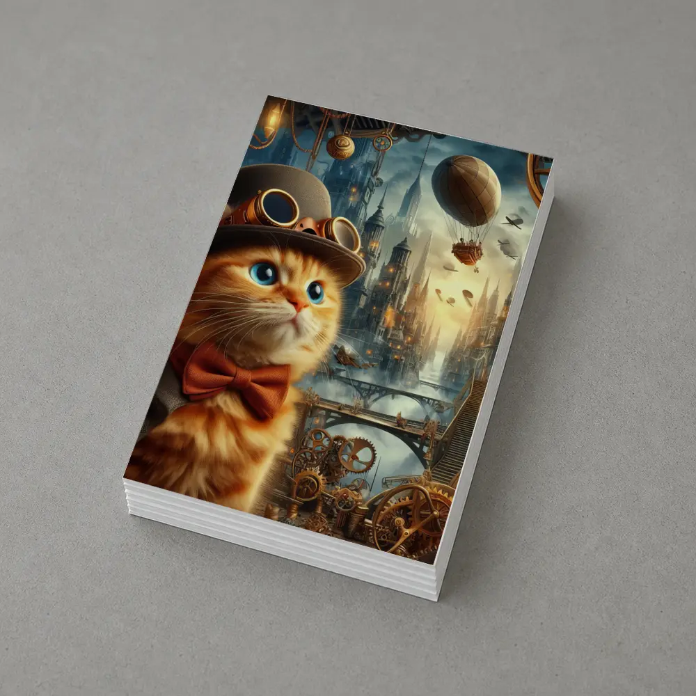 Steampunk Orange Cat Top Hat City – Postcards