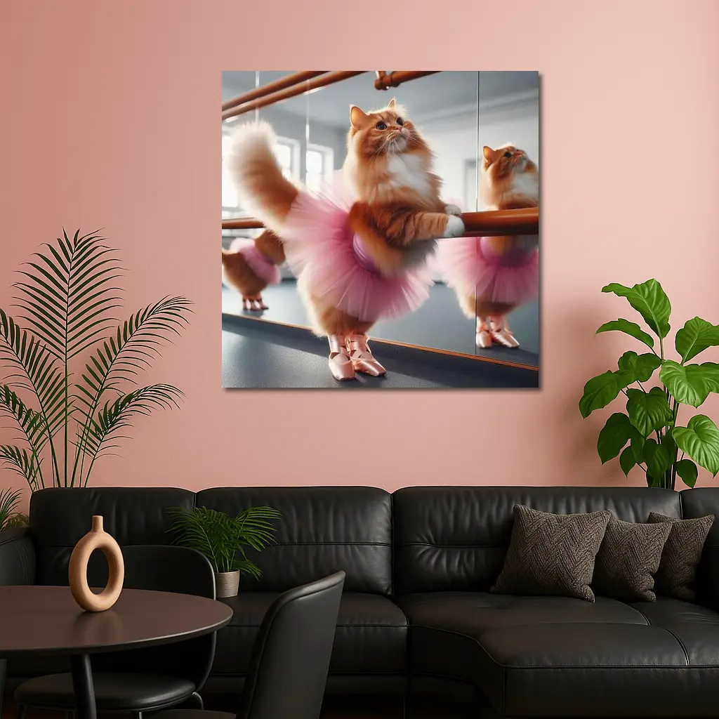 Orange Cat Ballerina Pink Tutu Dance Studio – Wall Art
