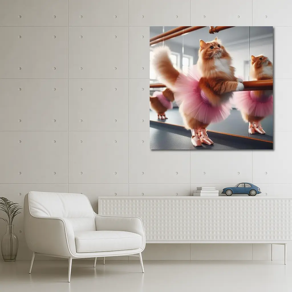 Orange Cat Ballerina Pink Tutu Dance Studio – Wall Art