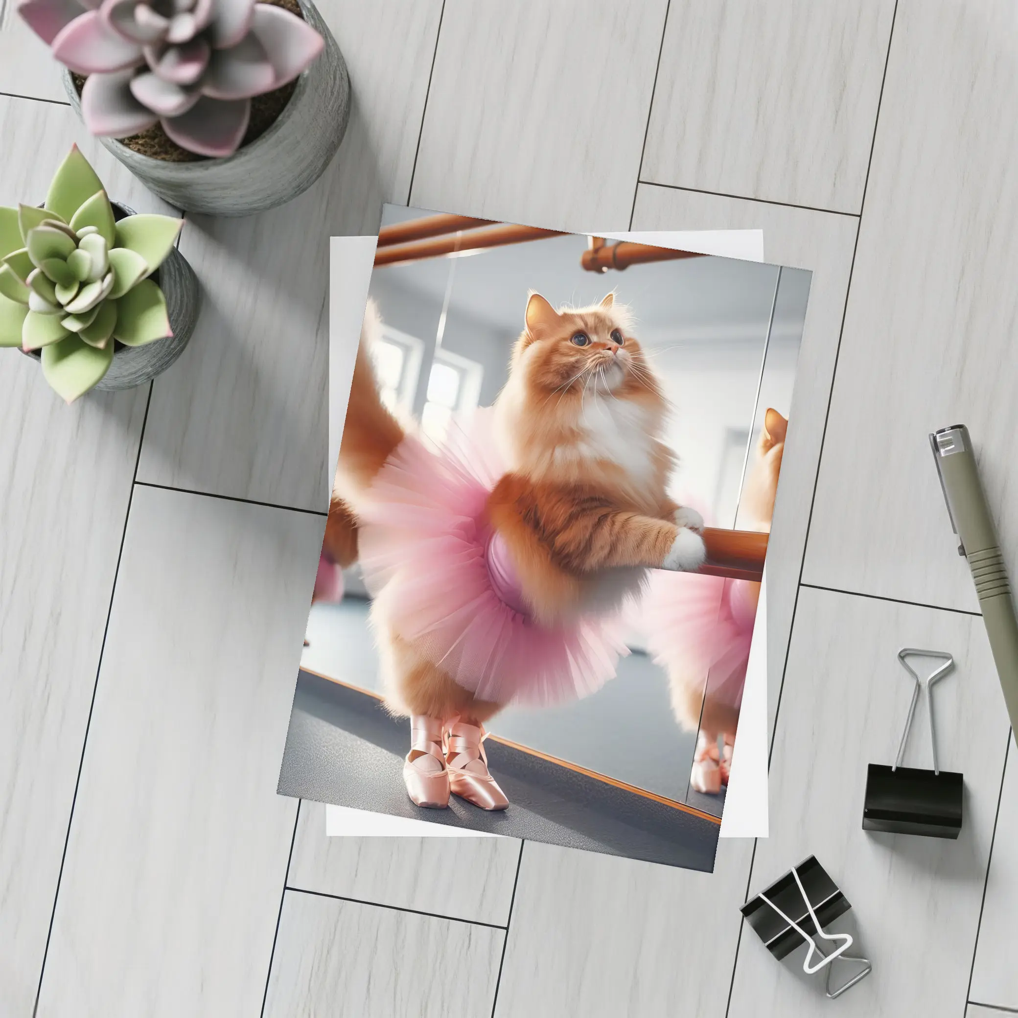 Orange Cat Ballerina Pink Tutu Dance Studio – Postcards