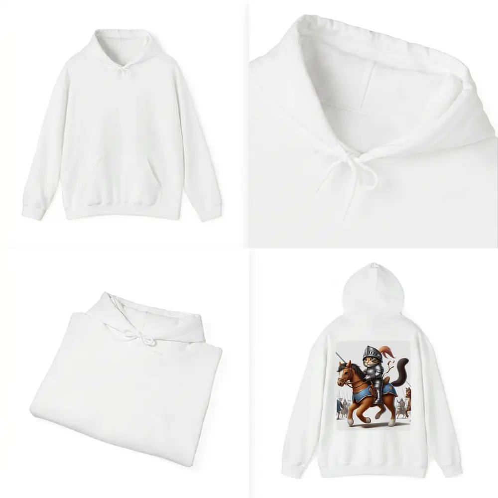 Cat Knight in Armor Riding Horse – Hoodies