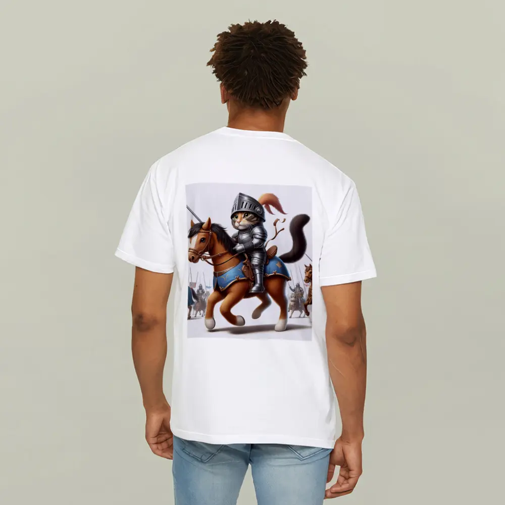 Cat Knight in Armor Riding Horse – T-Shirts