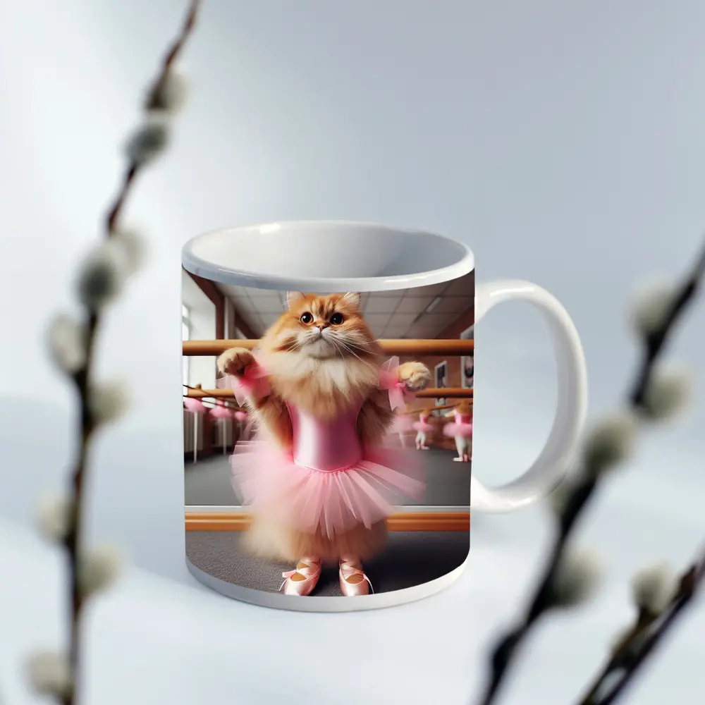 Fluffy Orange Cat Ballet Dancer Pink Tutu – Mugs