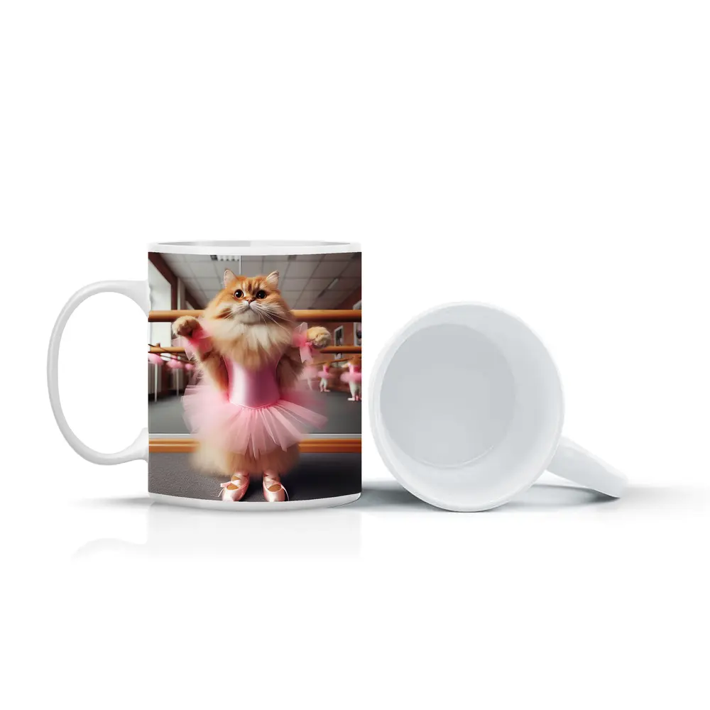 Fluffy Orange Cat Ballet Dancer Pink Tutu – Mugs