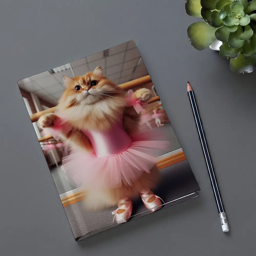 Fluffy Orange Cat Ballet Dancer Pink Tutu – Notebooks