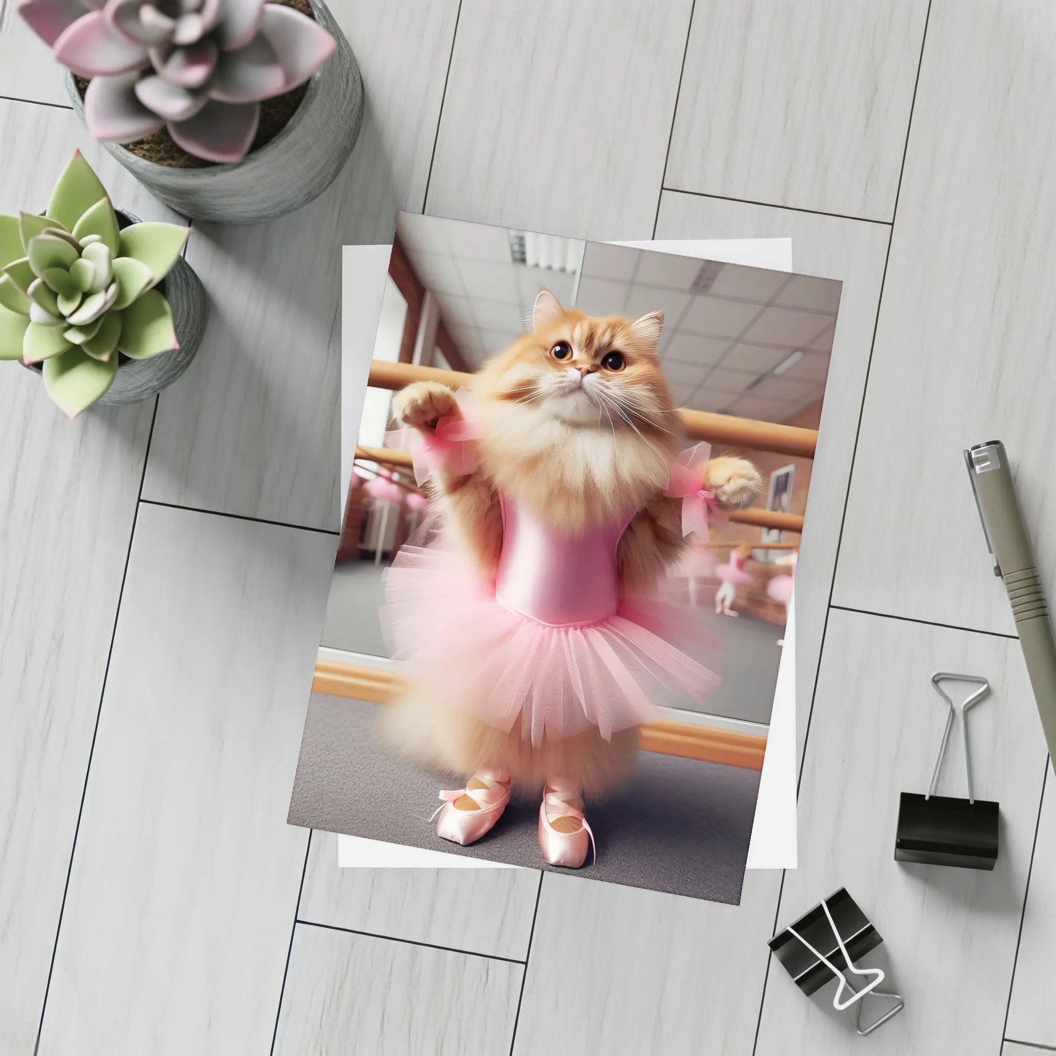 Fluffy Orange Cat Ballet Dancer Pink Tutu – Postcards