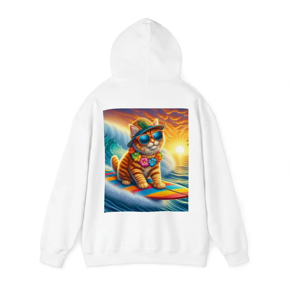 Orange Tabby Cat Surfing Ocean Sunset Waves – Hoodies