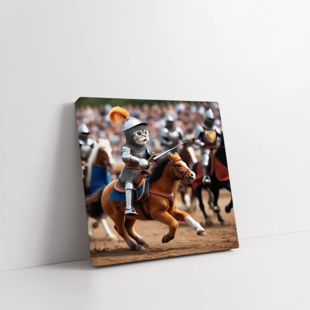 Cat Knight Riding Horse Medieval Tournament – Wall Art