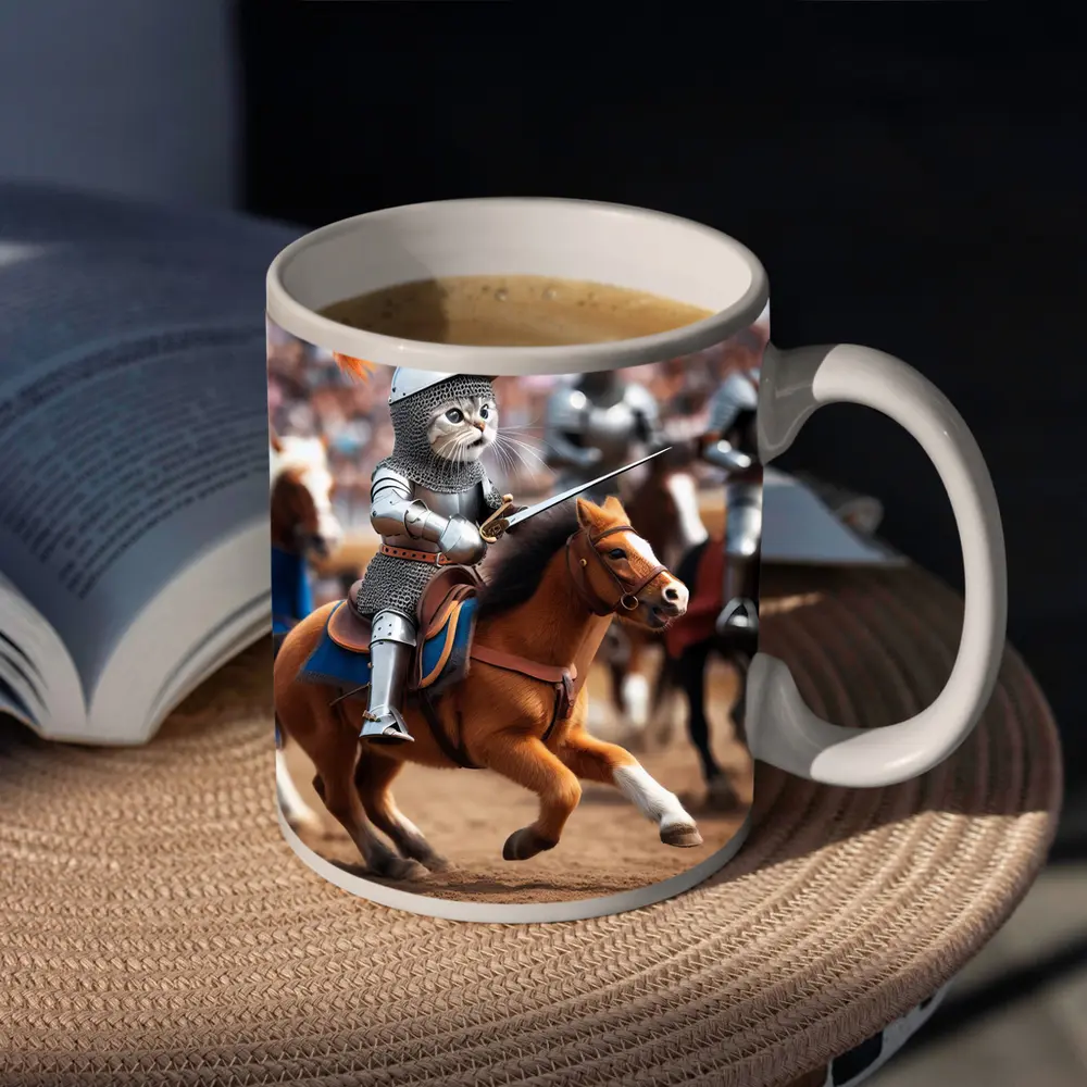 Cat Knight Riding Horse Medieval Tournament – Mugs